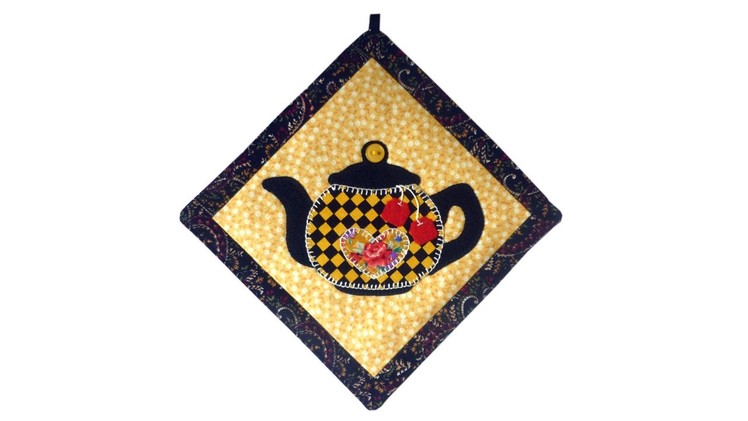 Tea pot mini quilt tutorial with FREE PATTERN by Lisa Pay