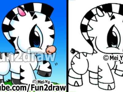 How to Draw a Zebra - Drawing Step by Step - Easy Drawings - Fun2draw