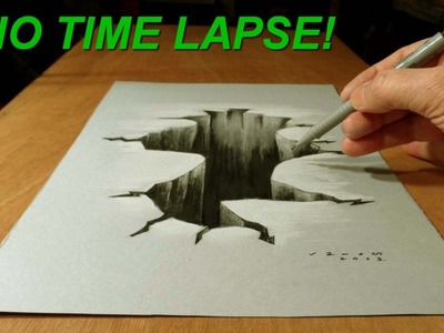 No Time Lapse! Trick Art on Paper, Drawing  3D Hole
