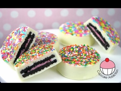 Choc Coated OREOS with Rainbow Sprinkles - By Cupcake Addiction