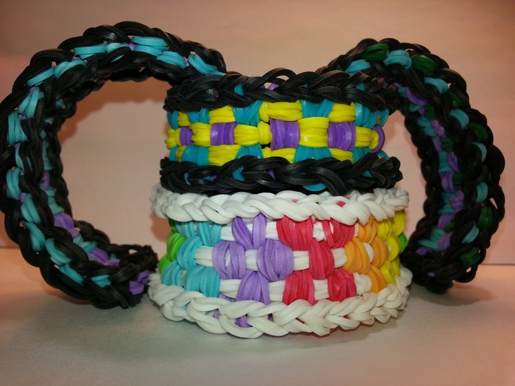 ONE LOOM Long Checkerboard Bracelet Tutorial by feelinspiffy (Rainbow Loom)