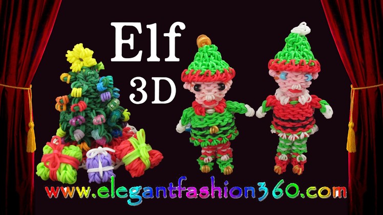 Rainbow Loom Elf.Elves Santa Helper 3D Charm.Christmas.Ornament.Santa Claus - How to Loom Bands