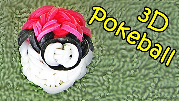 3D Pokeball Rainbow Loom Charm - How to make with Loom bands (Pokemon)