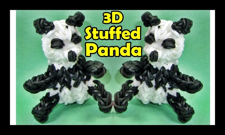 How to Make a Rainbow Loom PANDA. Stuffed Animals 3D Charm Design (Barbie+AG Doll Accessory)
