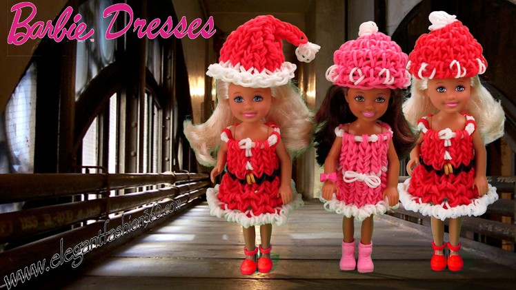 Rainbow Loom Barbie Dress.Christmas.Holiday Wearable - How to Loom Bands Tutorial