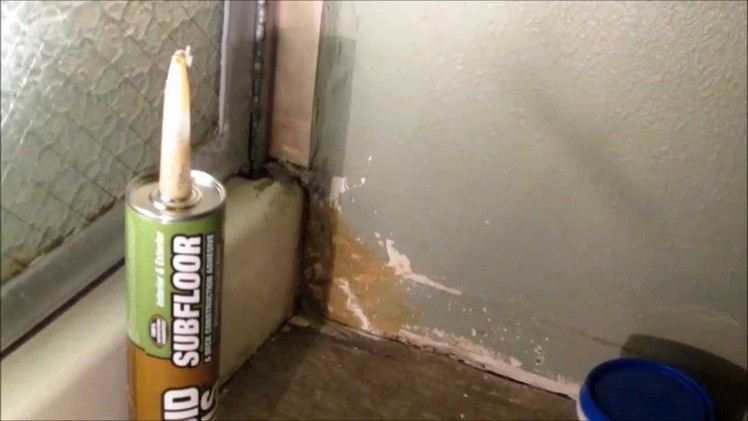 DIY repairing shower leak damage to dry wall with Liquid Nails Subfloor adhesive