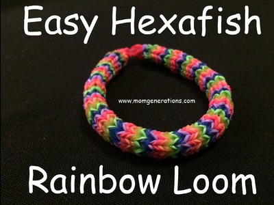 Easy Hexafish Rainbow Loom Bracelet How to 6 pin fishtail