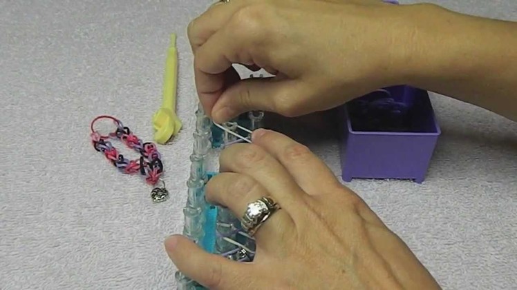 How to add a Charm to a Rainbow Loom rubberband bracelet