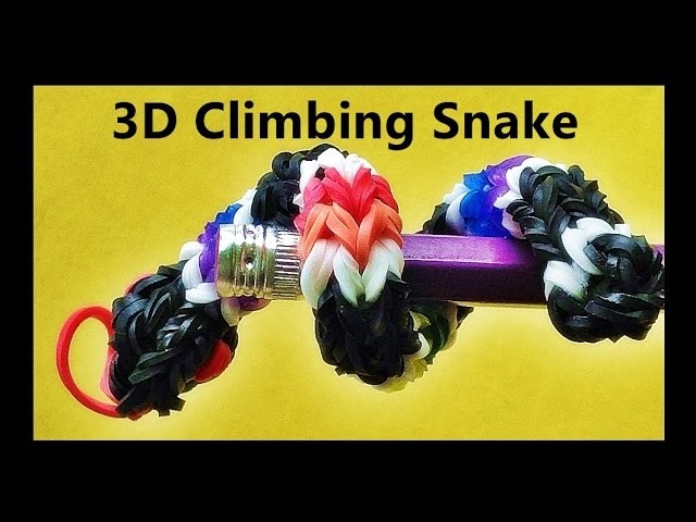 Rainbow Loom 3D Climbing Snake Charm Made with Loom Bands and Finger Loom