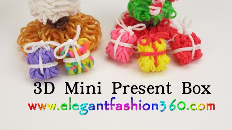 Rainbow Loom 3D Mini Present Box Charms - How to Loom Bands Santa Claus.Christmas.Holiday.Ornaments