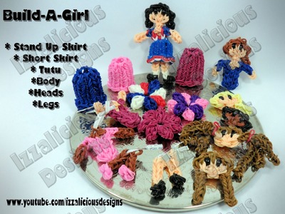 Rainbow Loom Build-A-Girl Part 3 - Skirts - Action Figure.Charm Project - Gomitas