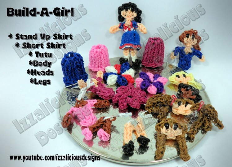 Rainbow Loom Build-A-Girl Part 3 - Skirts - Action Figure.Charm Project - Gomitas