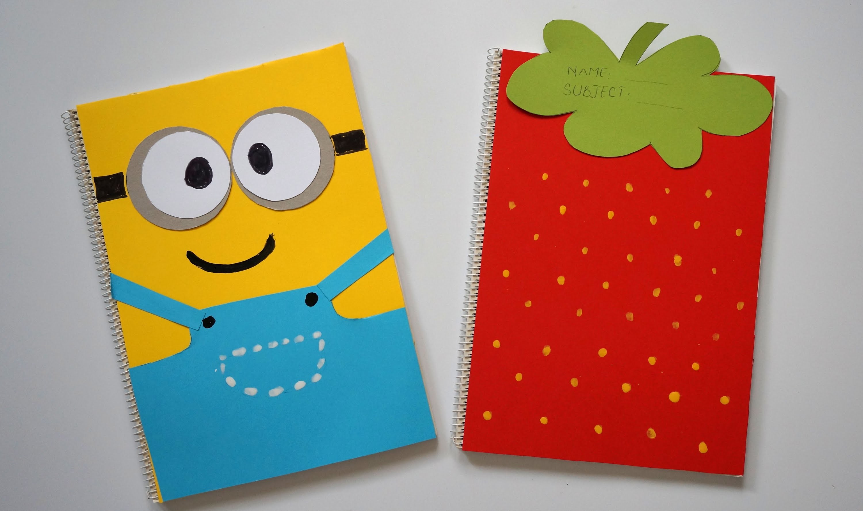 DIY Notebook Covers Minions & Strawberry, Back To School 2015