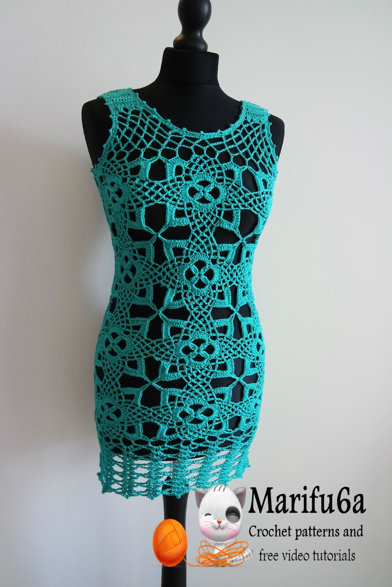 How to crochet tunic dress pattern free tutorial all sizes by marifu6a