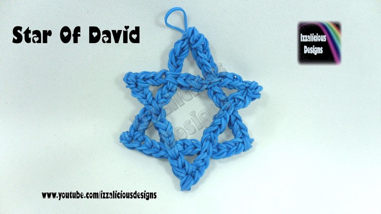 Rainbow Loom (Chanukah.Hanukkah) Star Of David Decorative Charm - loom-less.hook only