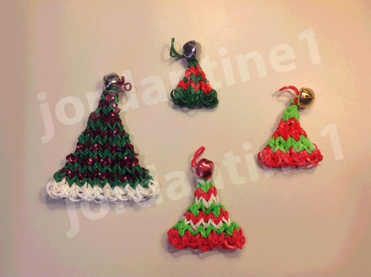 How To Make A Rainbow Loom Christmas Elf Hat Charm or Ornament - Horizontal Stripes