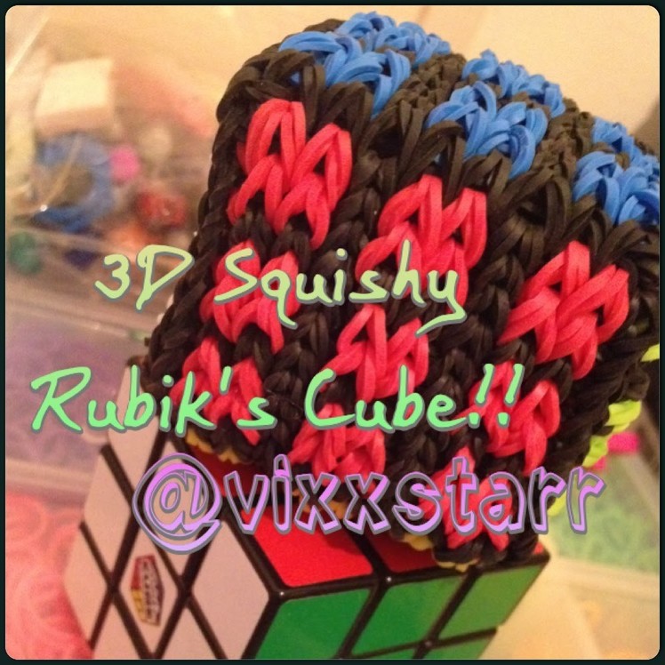 3D Rubiks Cube Squishy (Loom Band Toy) Rainbow Loom Tutorial