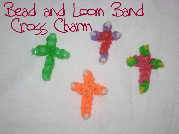 Bead and Loom Band Cross Charm made without the Rainbow Loom