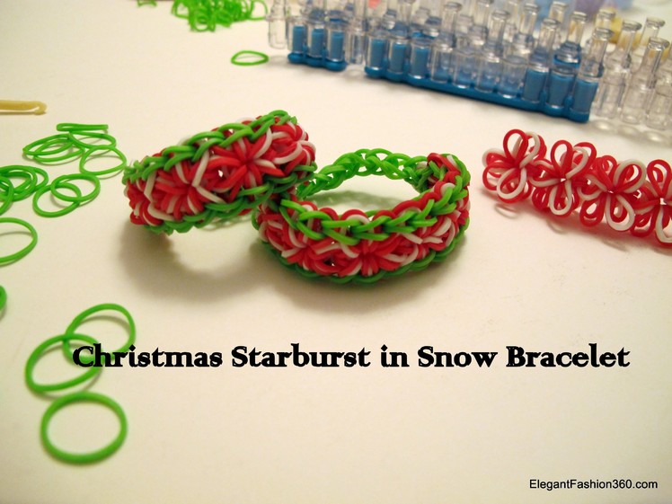 How to make Christmas Starburst in Snow Bracelet- Rainbow Loom