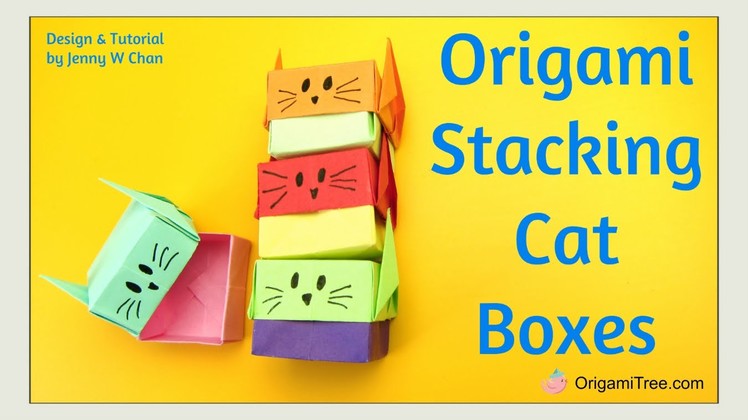 Paper Crafts - Origami Cat Box - Origami Cat & Origami Box - Stacking Cat Gift Boxes EASY FOR KIDS