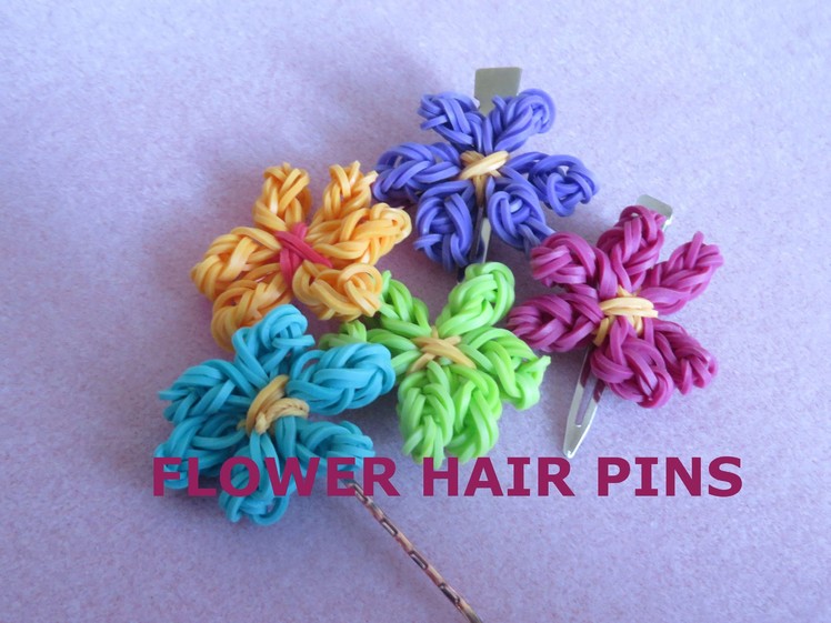 Rainbow Loom Spring Flower Hair Pin - Tutorial