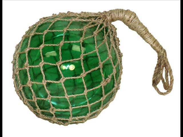 Glass Fishing Float with Rope, Wrapped in Hemp Rope; glass fishing balls, floating glass fish