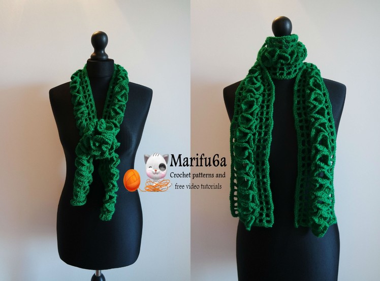 How to crochet ruffle scarf for beginners pattern free tutorial