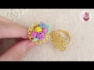 Polymer clay tutorial: Dainty floral ring ✿ ft. lollylaurenlolly