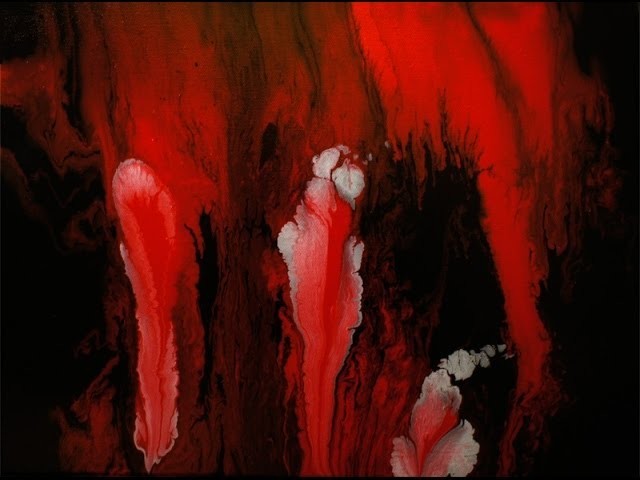 Abstract Art Painting Red Ice I - Fluid Acrylic Painting Technique - Abstrakte Malerei
