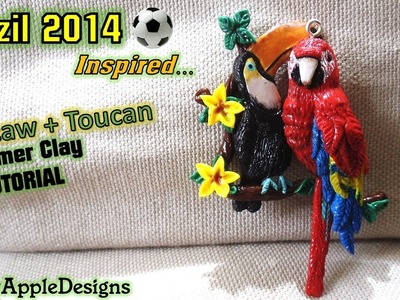 FIFA World Cup Brazil 2014 Inspired Polymer Clay Macaw + Toucan Charm Tutorial