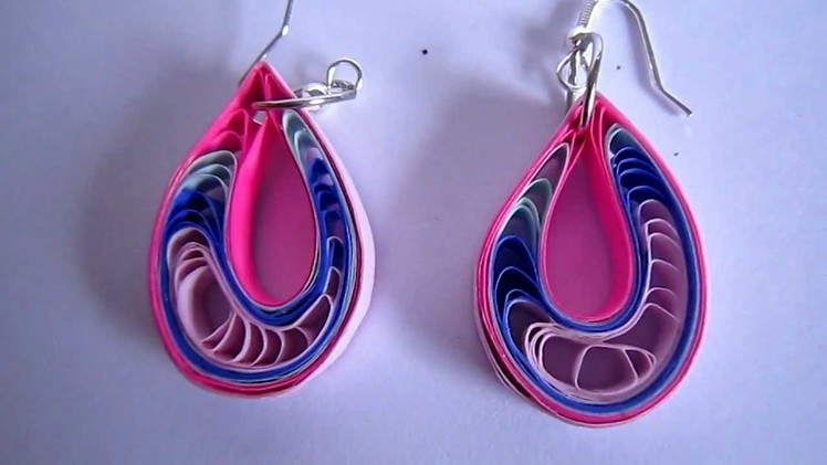 Handmade Jewelry - Paper Quilling Teardrops Earings(Pink,Blue,Sky Blue Dark Pink)