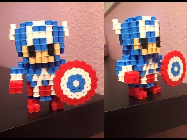3D Perler bead Captain America!