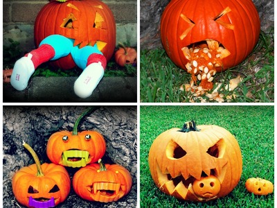 4 different pumpkin carving ideas. designs