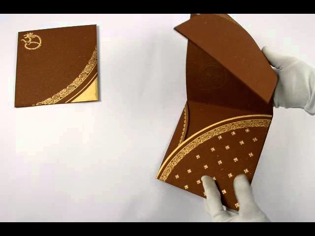 D-4697, Brown Color, Handmade Paper, Hindu Cards, Marriage  Cards, Indian Wedding Invitations