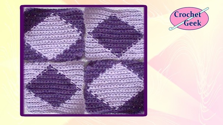 Diamond Tapestry Crochet Square - Chart Crochet Crochet Geek