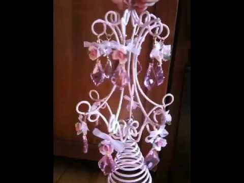 Pink shabby chic chandelier Christmas tree topper
