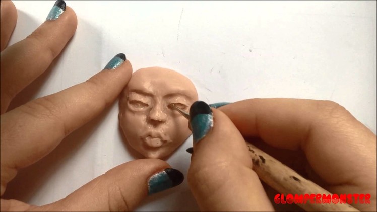 Polymer Clay female face pendant speed sculpt