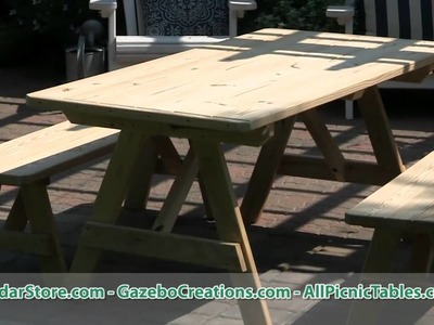 Treated Pine Traditional Picnic Table with Backless Benches from CedarStore.com