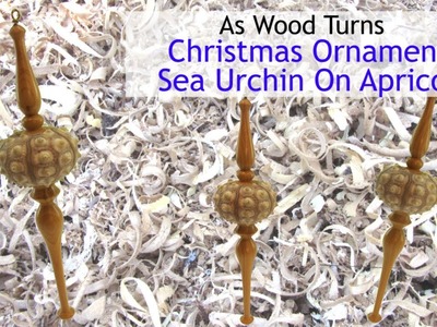 Woodturning Christmas Ornament - Sea Urchin On Apricot