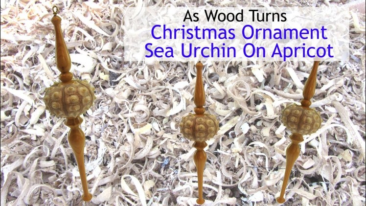 Woodturning Christmas Ornament - Sea Urchin On Apricot