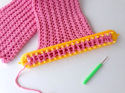 How to Loom Knit a Cowl. Scarf in a kind of Honeycomb Stitch (DIY Tutorial)