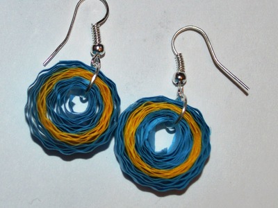 New : Craft can heal How to make Beautiful Quilling Earring Yellow.blue design -Paper Art Quilling