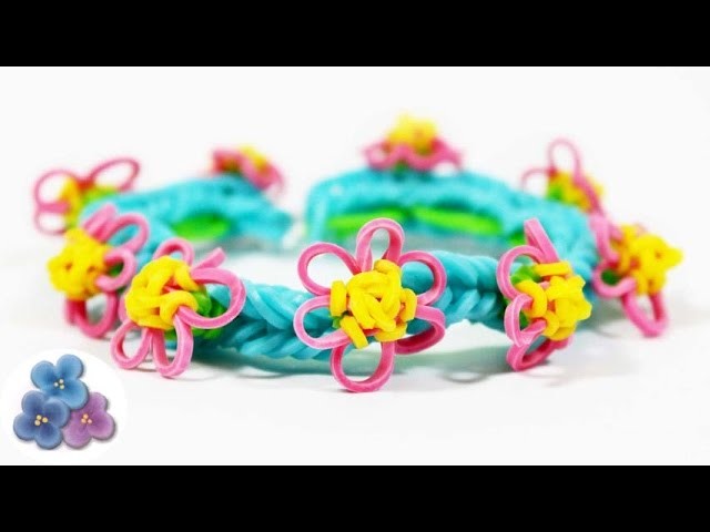 Rainbow Loom: How to make bracelets with tiny flowers EASY DIY Kawaii Bracelet Mathie
