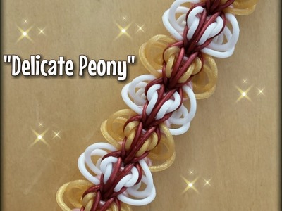 "Delicate Peony" Rainbow Loom Bracelet.How to Tutorial