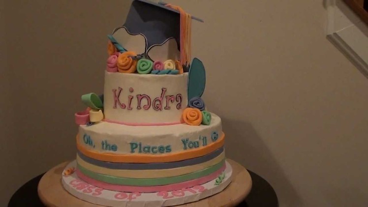 Dr.Suess Theme Graduation Cake- Oh the Places You'll Go