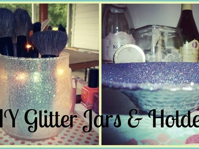 Glitter Makeup Brush Holder & Jars DIY +It Lights Up!