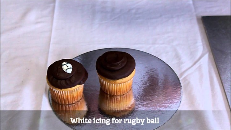 How to make a Rugby World Cup - Rugby Ball Cupcake