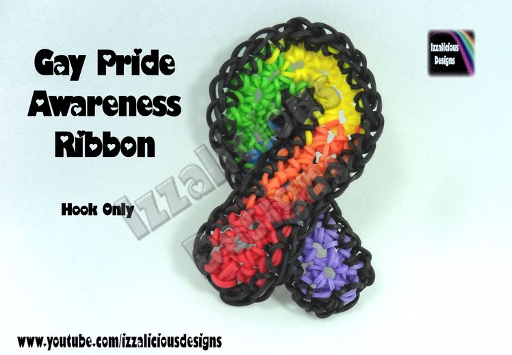 Rainbow Loom Gay Pride Awareness Ribbon - Hook Only.Loom Less