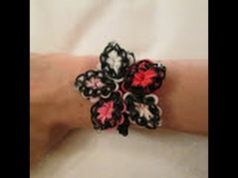 Rainbow Loom- How to Make a Quilted Hibiscus Bracelet (Variation of the Hibiscus Bracelet)