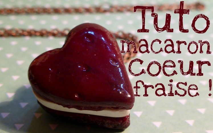 Strawberry Heart Shaped Macaroon l Polymer clay Fimo miniature tutorial